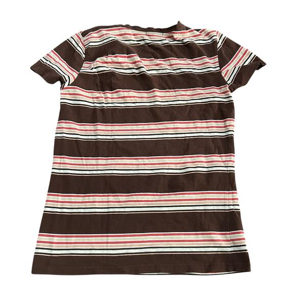 Vintage Gap Baby Tee Size Small Brown Pink White Stripes Y2K 90s Crewneck - Picture 4 of 4